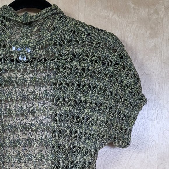 Crocheted Cardigan Vest with Belt Green Size Medium - Picture 7 of 11